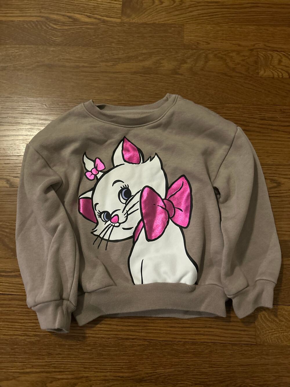 Baby GAP Disney Marie Aristocats Metallic Bow Sweatshirt Beige Pullover 4T